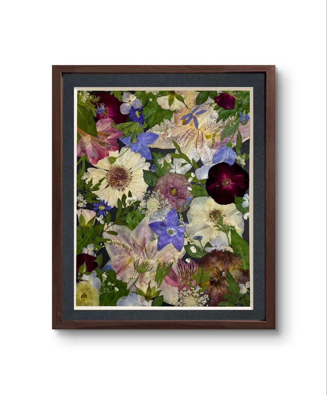 Sparkle stars theme 11 inches width 12.5 inches height pressed flower frame art.
