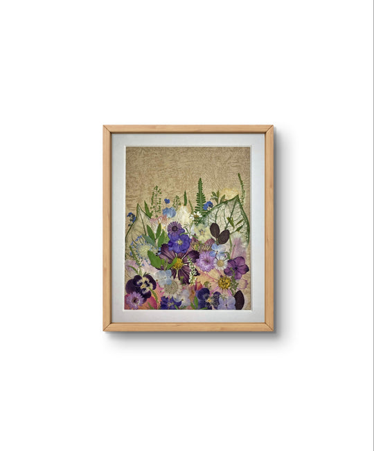8.8 inches width 11 inches height pressed flower frame that presents vibrant spring.