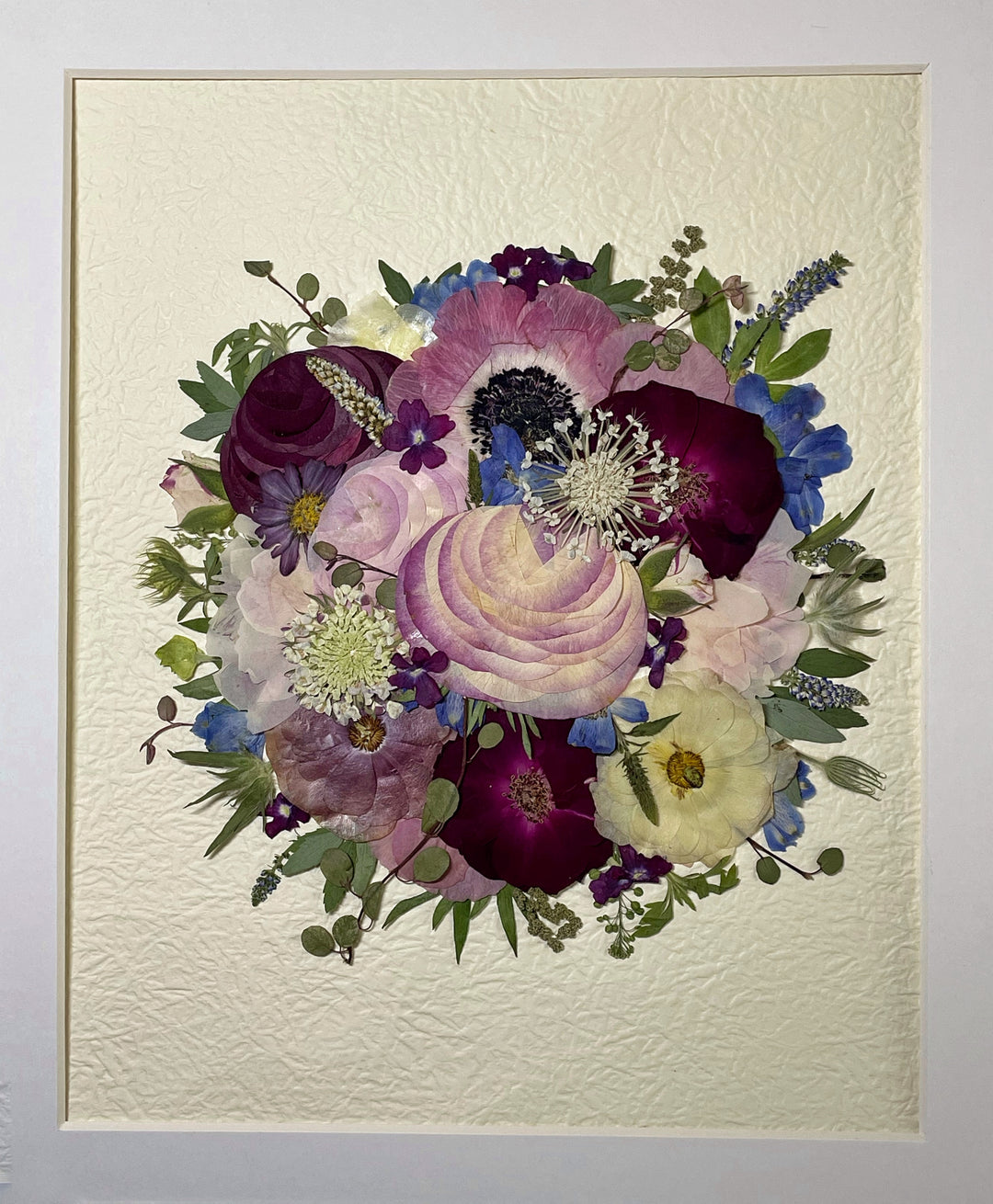 details of rose petals formed pressed flower frame art
