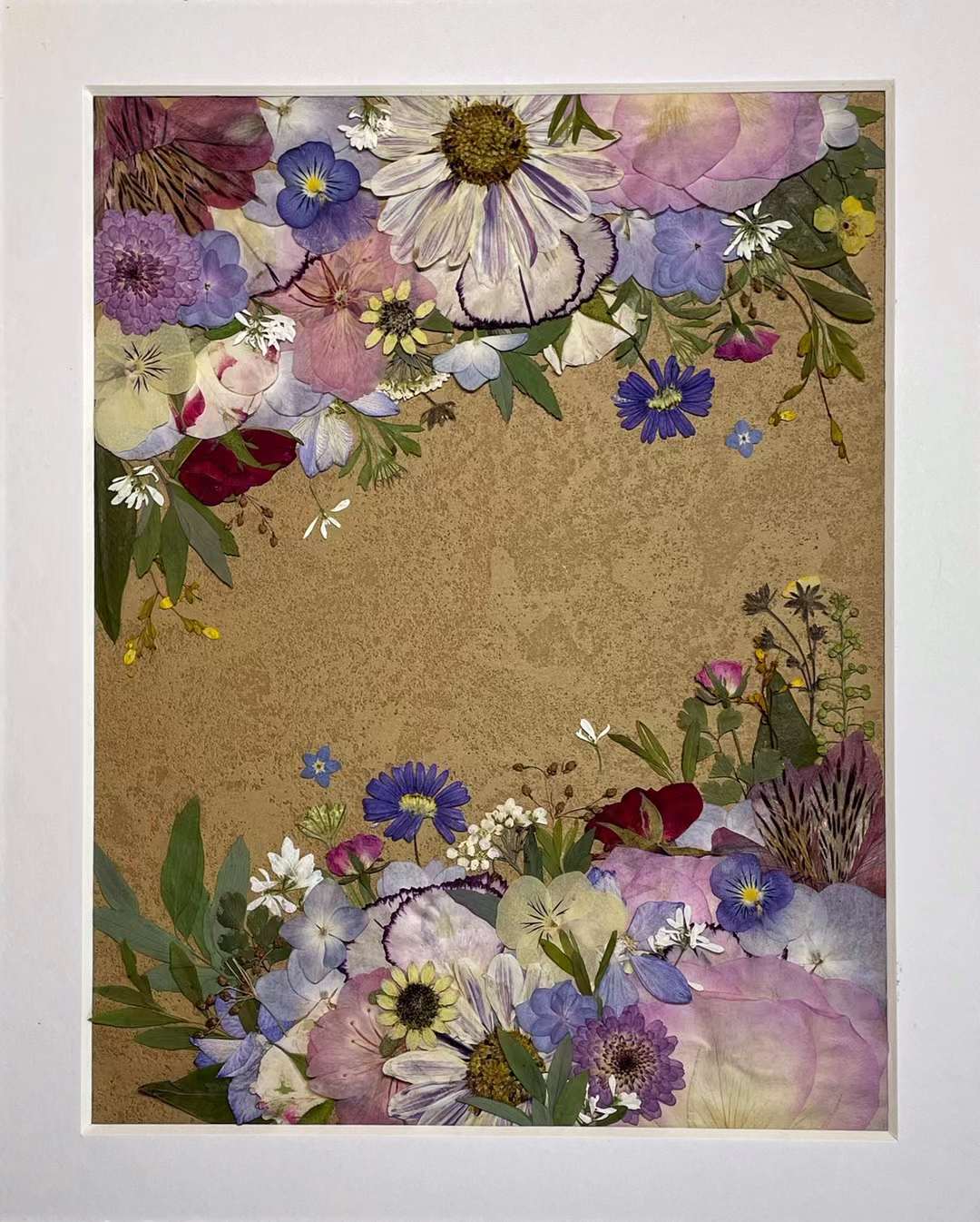 Full image of garden symphony theme 11 inches width 12.5 inches height pressed flower frame art.