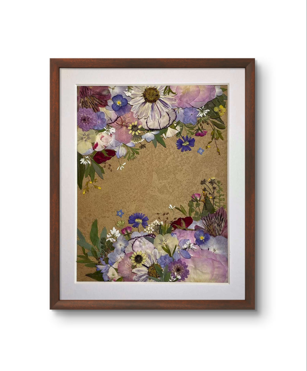 Garden symphony theme 11 inches width 12.5 inches height pressed flower frame art.
